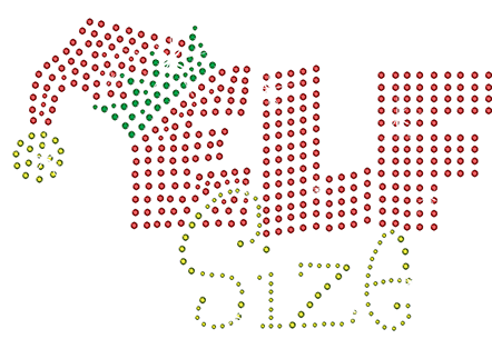 Elf Size premium rhinestones Christmas Collection design. Many apparel options! Colors: red, green, white & black